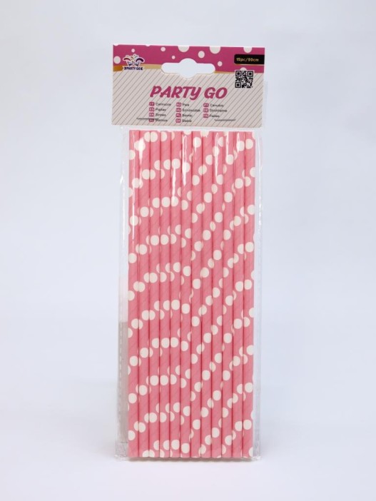 Трубочки одноразовые для напитков 12 шт. &quot;Cute peas&quot;, pink (200 мм) 