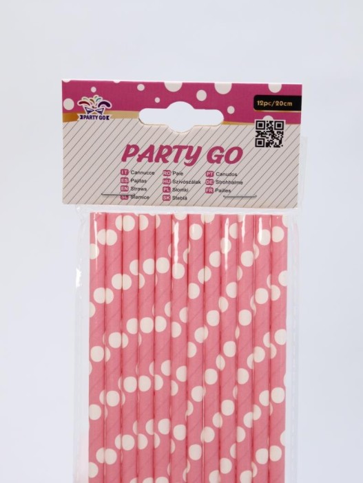 Трубочки одноразовые для напитков 12 шт. &quot;Cute peas&quot;, pink (200 мм) 