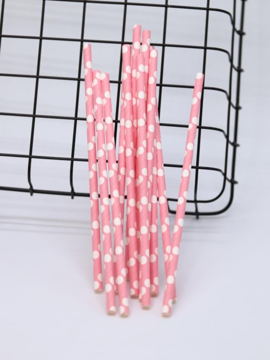 Трубочки одноразовые для напитков 12 шт. &quot;Cute peas&quot;, pink (200 мм) 