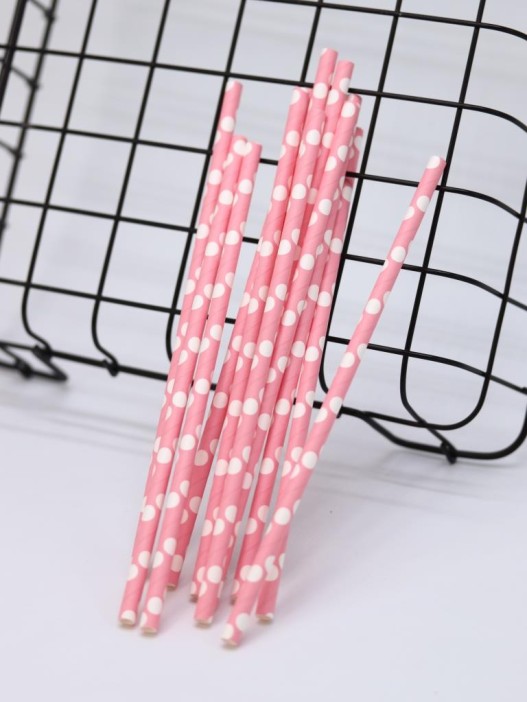 Трубочки одноразовые для напитков 12 шт. &quot;Cute peas&quot;, pink (200 мм) 