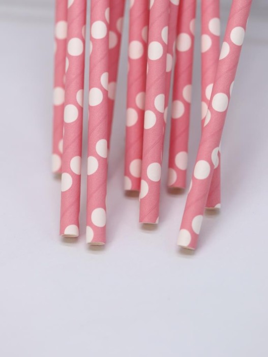 Трубочки одноразовые для напитков 12 шт. &quot;Cute peas&quot;, pink (200 мм) 