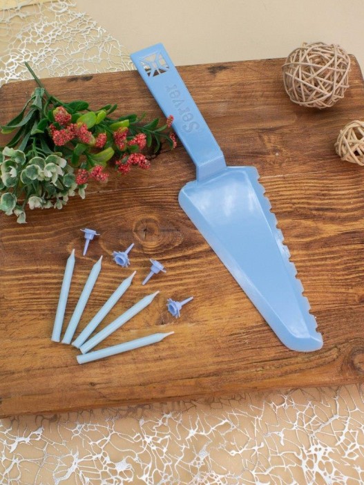 Набор свечей с лопаткой для торта &quot;Slice&amp;light&quot; 24 шт., blue (7,8 см) 
