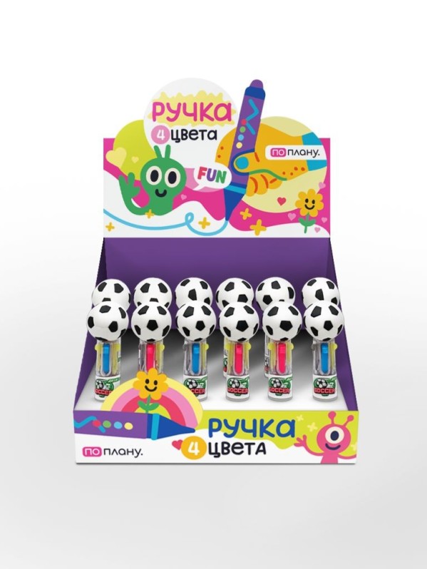 Разноцветная мини-ручка 4 в 1 &quot;Football&quot;, mix, шоу-бокс ПО ПЛАНУ. 36 шт. 