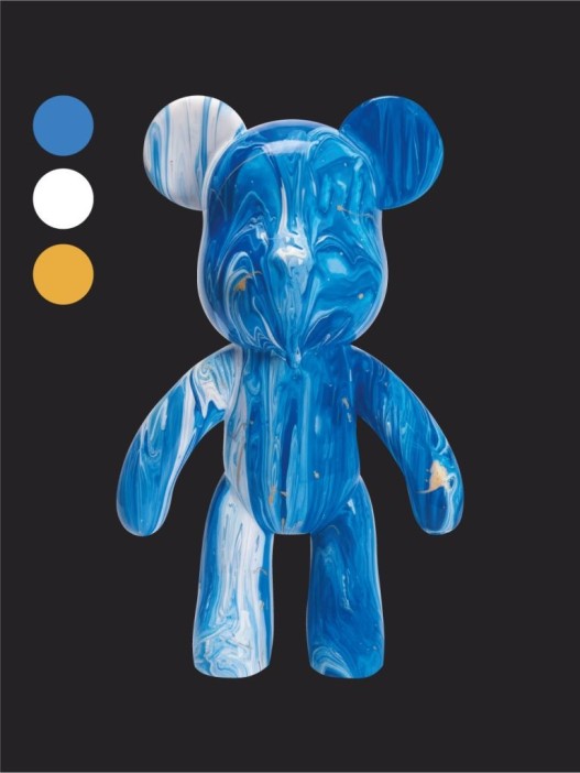 Набор для творчества с красками (3*60 мл) "Fluid bear", 23 см (синий/белый/золотой) 