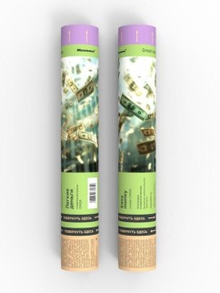 Хлопушка пневматическая 30см "Доллары", прямоугольники из бумаги, «доллары»)