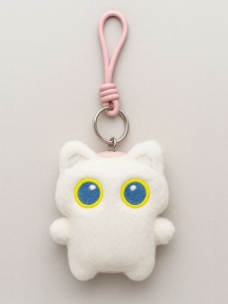 Плюшевое раскладное зеркало с брелоком "Big eyed cat", white (8.5*6 см)