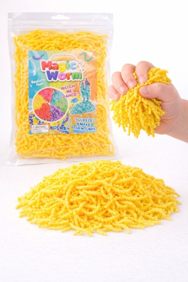 Мялка-антисресс "Magic worm", жёлтый (40 г)