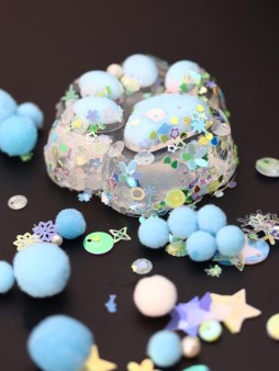 Мялка - антистресс «Таба ЛАПКА со звёздочками», голубая, 6 x 7,3 см