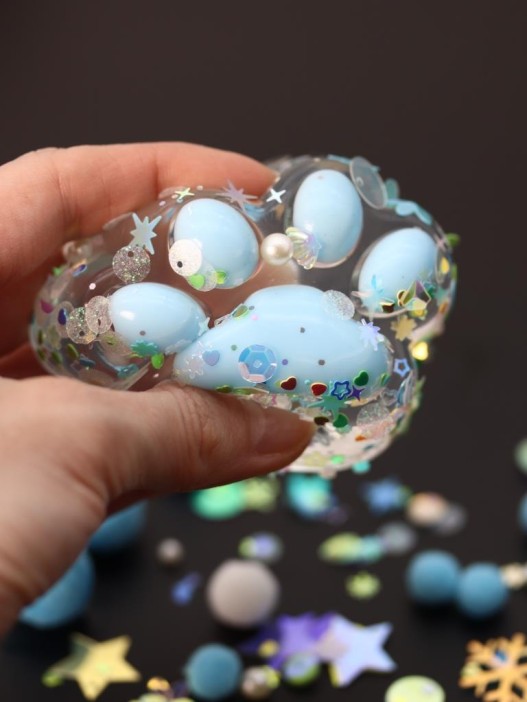 Мялка - антистресс «Таба ЛАПКА со звёздочками», голубая, 6 x 7,3 см 