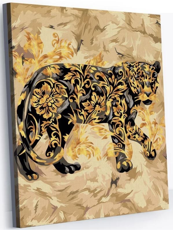 Картина по номерам 40*50 "Золотая пантера Gold" (13 цветов)