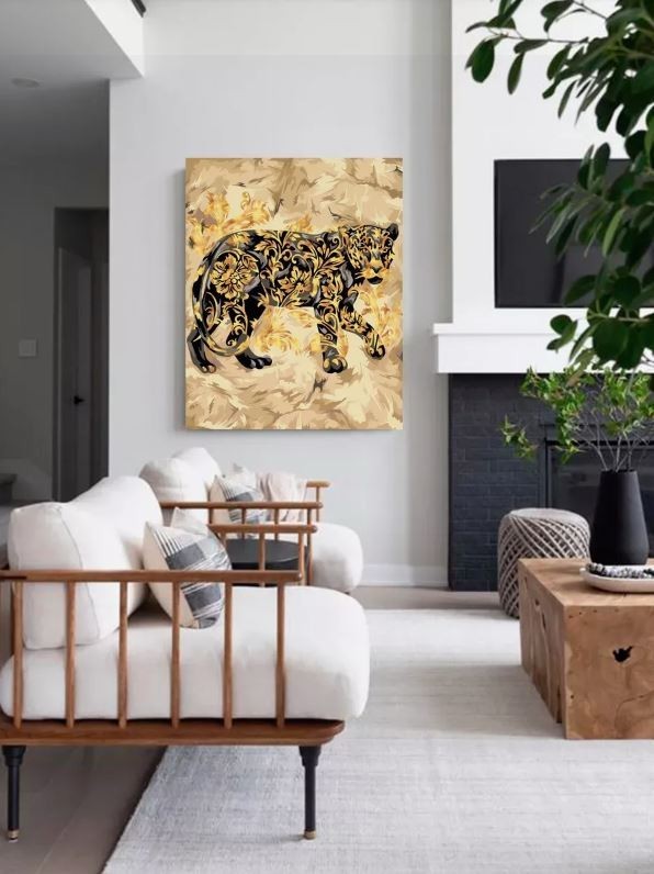 Картина по номерам 40*50 "Золотая пантера Gold" (13 цветов)