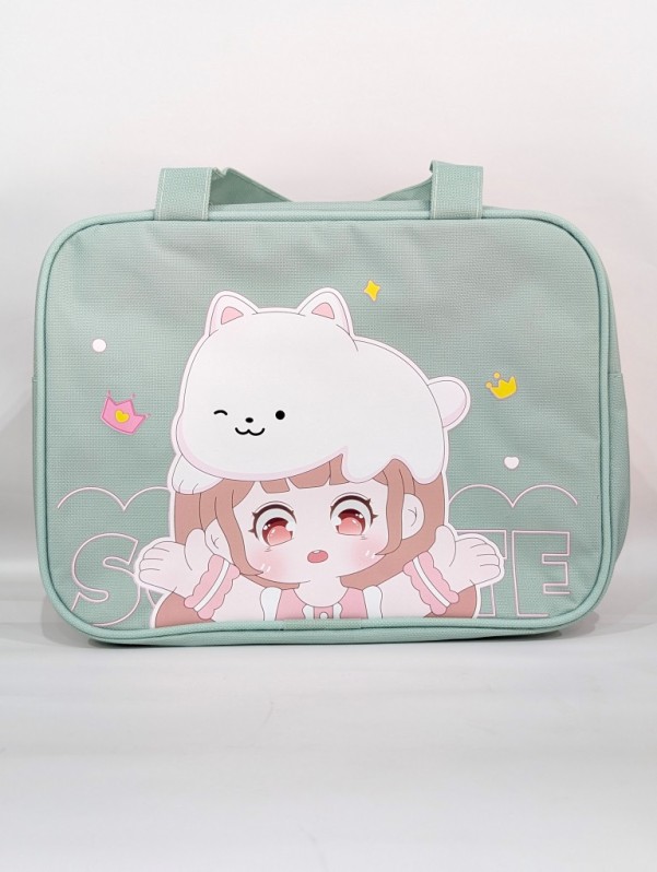 Сумочка-косметичка-термосумка &quot;Anime girl and dog&quot;, green (28*20*20) 