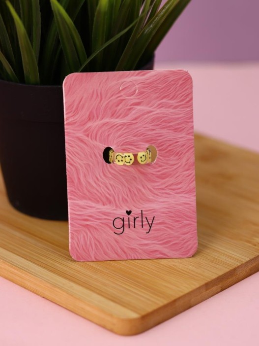 Кольцо акриловое GIRLY "Желтая улыбка", прозрачное (d=1,7 см) 