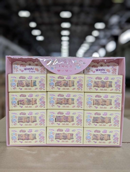 Набор декоративного скотча 4 шт. &quot;Cute ballon&quot; yellow, шоу-бокс 12 шт. 