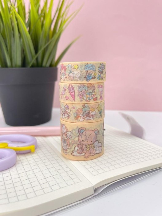 Набор декоративного скотча 4 шт. &quot;Cute ballon&quot; yellow, шоу-бокс 12 шт. 