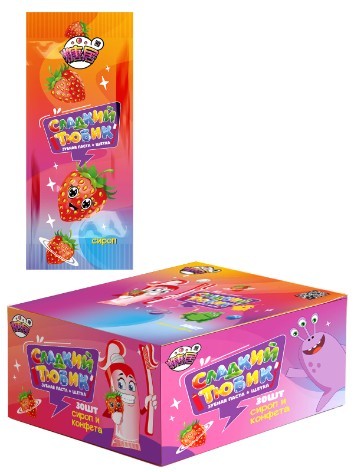 Сироп и сахарное драже со вкусом клубники «Сладкий тюбик», 30шт. 