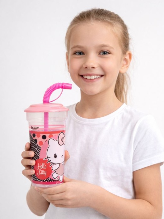 Стакан с трубочкой "Хэллоу Китти", дизайн 1 (420мл) 