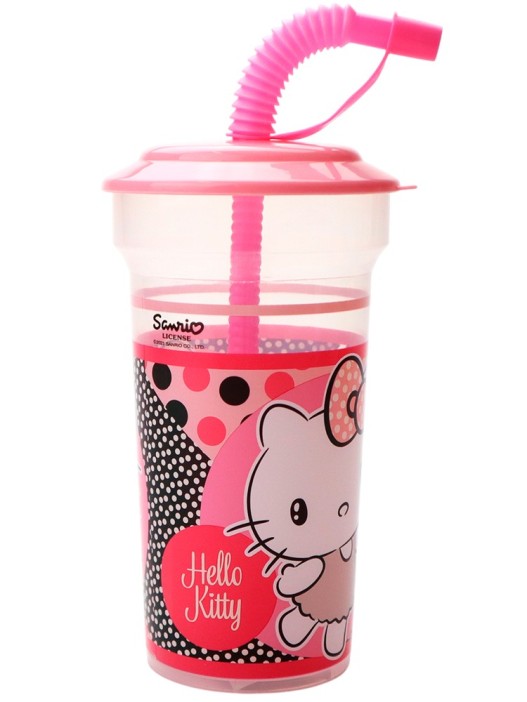 Стакан с трубочкой "Хэллоу Китти", дизайн 1 (420мл) 