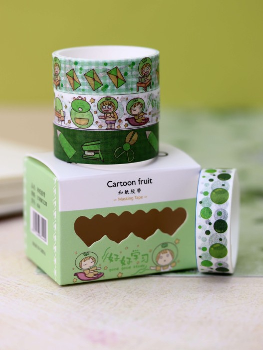 Набор декоративного скотча «Fruit cartoon», green 