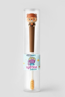 Зубная щётка для взрослых iLikeGift "Мишка-путешественник", черная (21 см)