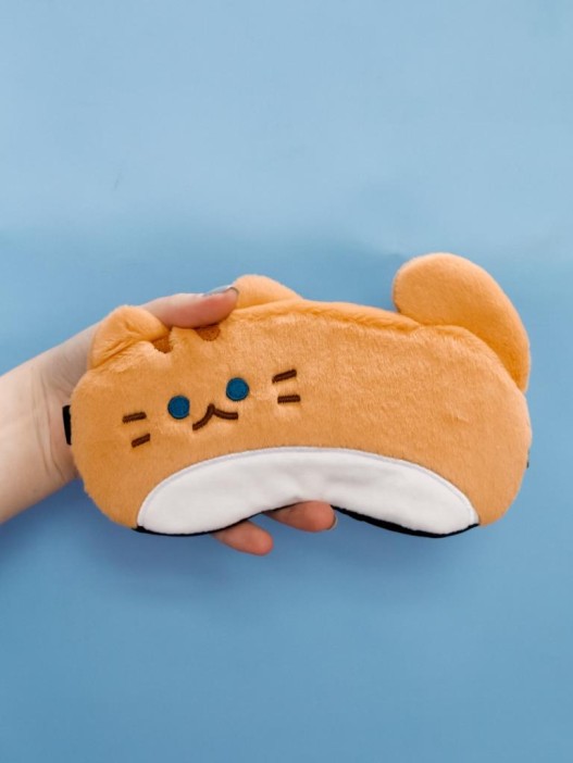 Маска для сна гелевая GIRLY "Пушистый кот", коричневая 