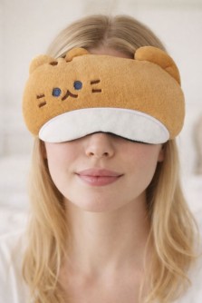 Маска для сна гелевая GIRLY "Пушистый кот", коричневая