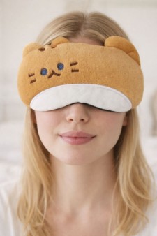 Маска для сна гелевая GIRLY "Пушистый кот", коричневая