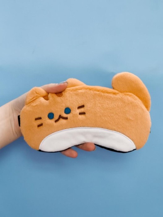 Маска для сна гелевая GIRLY "Пушистый кот", коричневая 