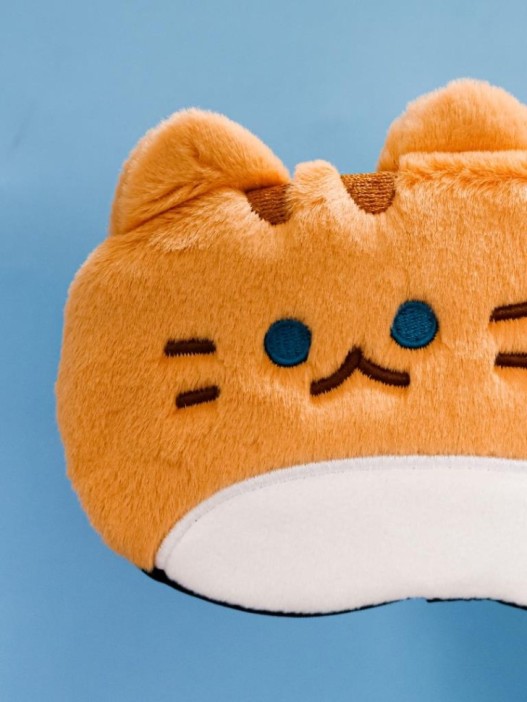 Маска для сна гелевая GIRLY "Пушистый кот", коричневая 