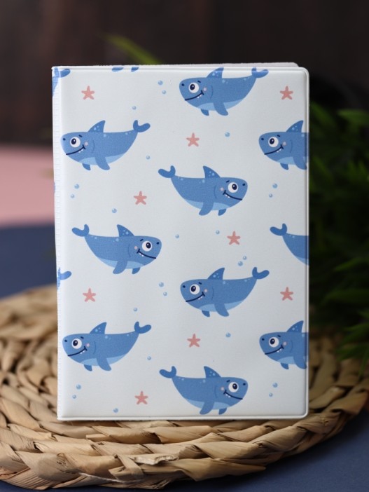 ОБЛОЖКА ДЛЯ ПАСПОРТА Funny Shark, плотность 600 мкм 
