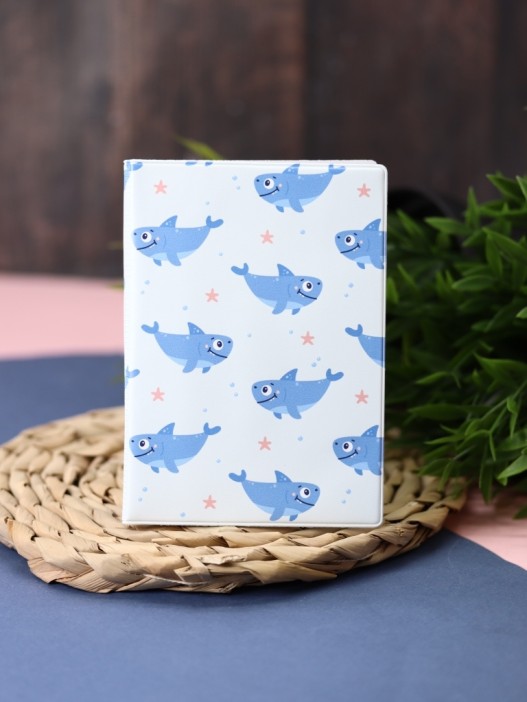 ОБЛОЖКА ДЛЯ ПАСПОРТА Funny Shark, плотность 600 мкм 
