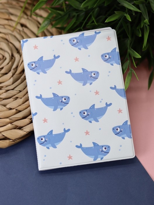 ОБЛОЖКА ДЛЯ ПАСПОРТА Funny Shark, плотность 600 мкм 
