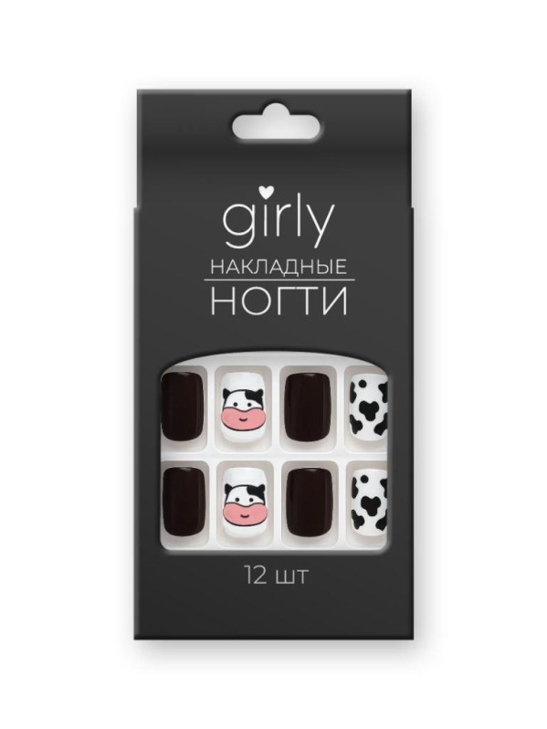 Накладные ногти GIRLY "Далматинец", 12 шт., складными пластинами
