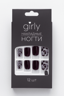 Накладные ногти GIRLY "Далматинец", 12 шт., складными пластинами