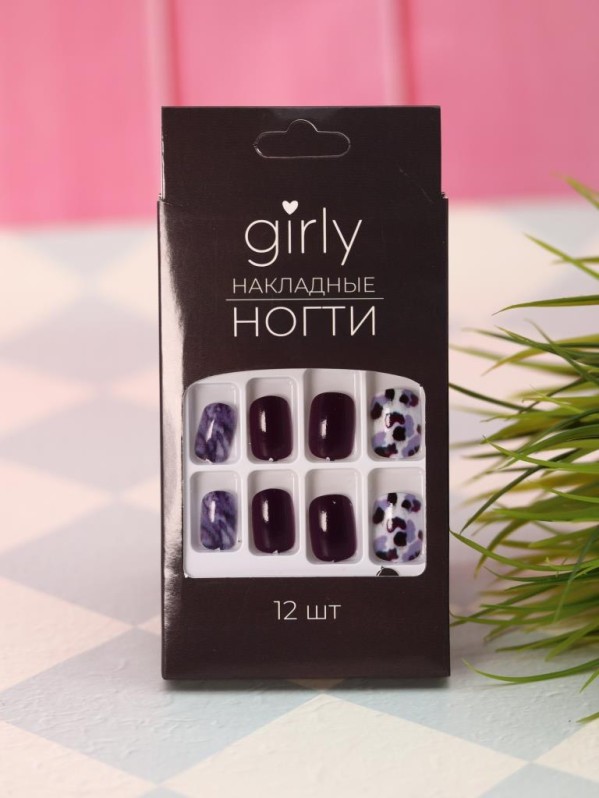 Накладные ногти GIRLY "Далматинец", 12 шт., складными пластинами