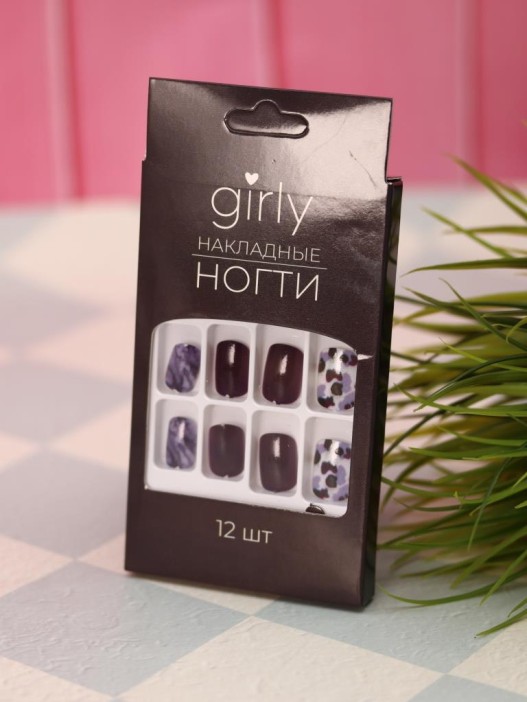Накладные ногти GIRLY «Dalmatian», 12 шт., с клеевыми пластинами 