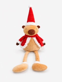 Мягкая игрушка напольная iLikeGift "Новогодняя капибара", коричневая, 69 см