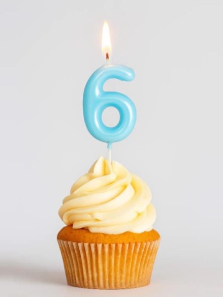 Свеча для торта "Azure glow" цифра 6, (6 см)