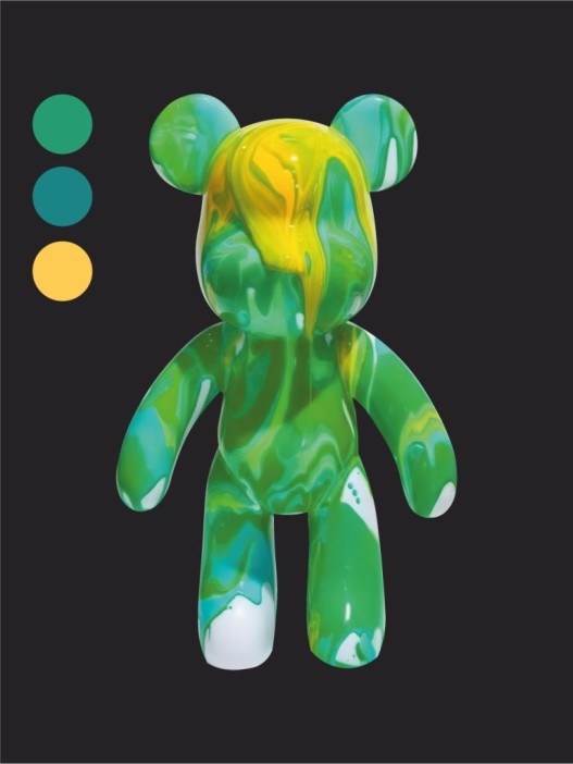 Набор для творчества с красками (3*60 мл) "Fluid bear", 23 см (жёлтый/тёмно-зелёный/зелёный 