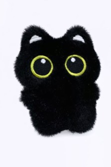 Плюшевое раскладное зеркало с брелоком "Big eyed cat", black (8.5*6 см)