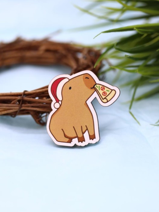 Значок ECO из дерева "Cappy new year! Pizza" 