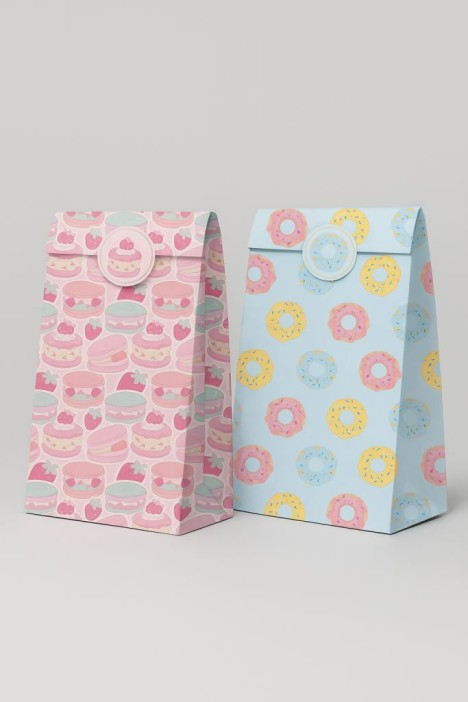Набор подарочных пакетов+наклейки (6 шт.) &quot;Sweets&quot;, 24*13*8 