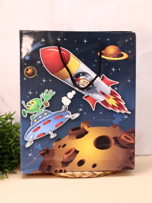 Пакет подарочный (M) «Космос», (26*32*12) 