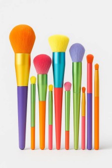 Набор кистей для макияжа "Contrast", 10 кистей, rainbow