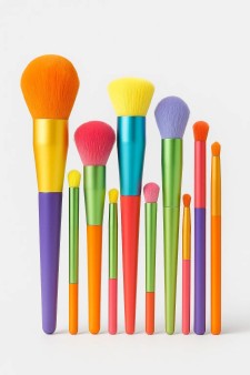 Набор кистей для макияжа "Contrast", 10 кистей, rainbow