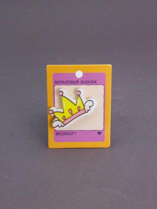Значок акриловый iLikeGift "Корона с крыльями" 