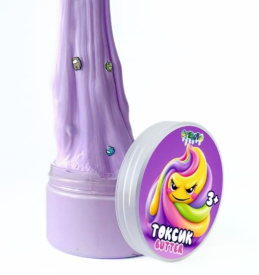 Слайм "Стекло Butter", фиолетовый, с декоративным наполнителем (180гр) 