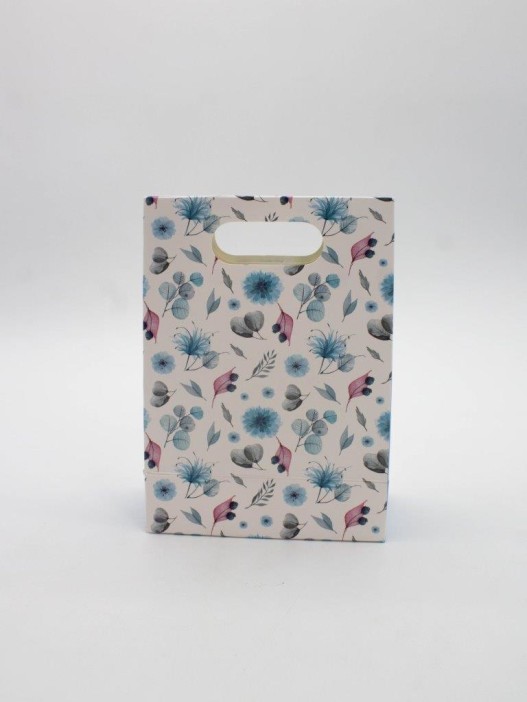 Пакет подарочный (XS) &quot;Many flowers&quot;, light blue  (12x6x16) 