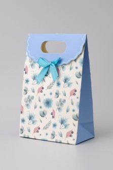 Пакет подарочный (XS) "Many flowers", light blue  (12x6x16)