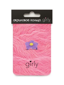 Кольцо акриловое GIRLY "Фиолетовый цветок", фиолетовое (d=1,7 см)